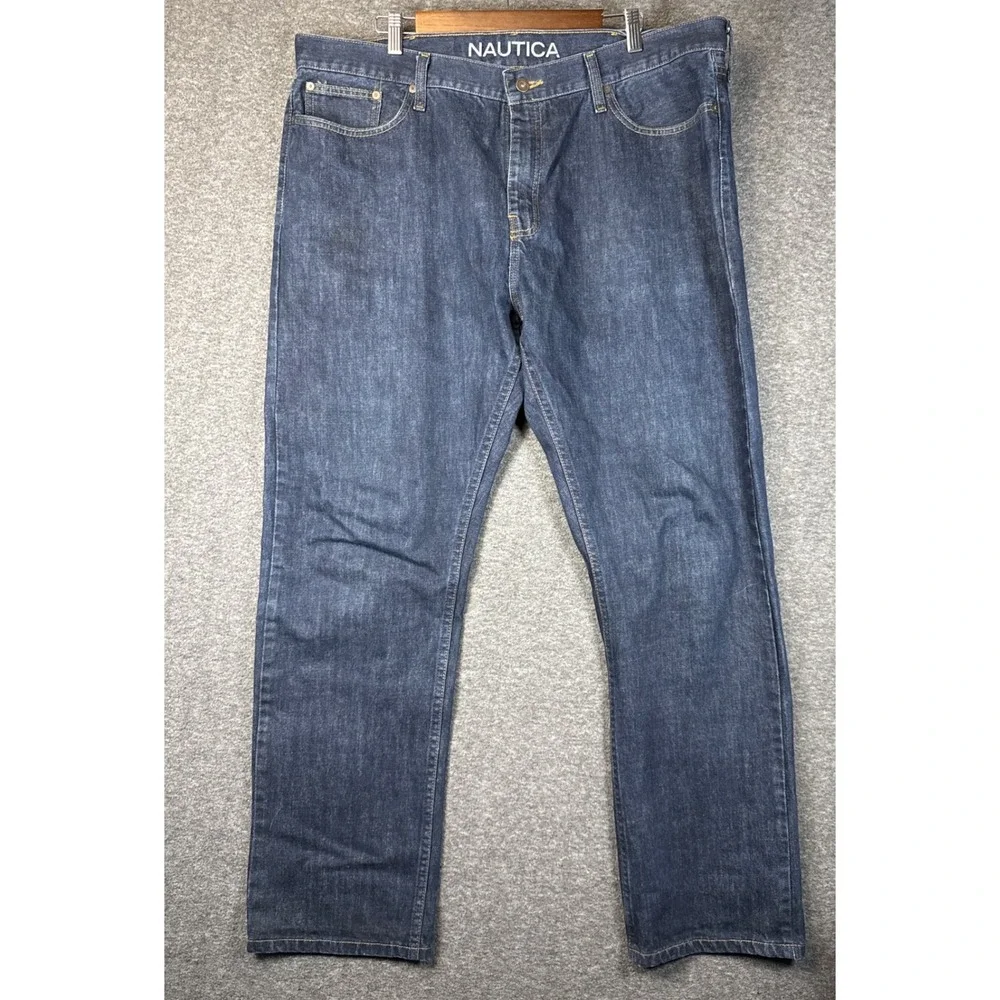 Nautica Straight Fit Dark‎ Wash Denim Jeans Pants Mens Size 40 x 32 Academia EUC